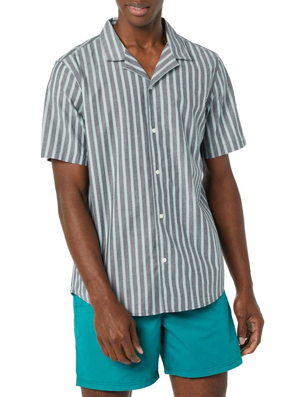 Men's Vacation Cotton Button-Down Resort Shirt, Short Sleeve
