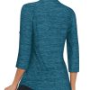 Womens 3/4 Roll Sleeve 1/4 Zip Pullover Golf Shirts Athletic Hiking Running Workout Tops UPF 50+