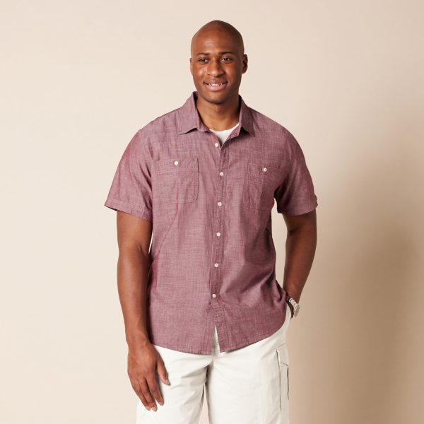 Men's Regular-Fit, Short-Sleeve Button-Down Chambray Shirt
