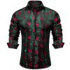 Mens Silk Paisley Dress Shirts,Long Sleeve Button Down Shirt Casual Regular Fit Shirt for Men Wedding Party