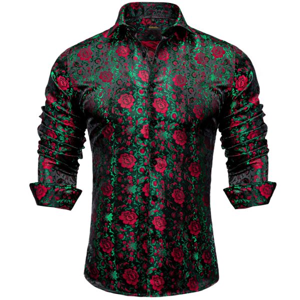 Mens Silk Paisley Dress Shirts,Long Sleeve Button Down Shirt Casual Regular Fit Shirt for Men Wedding Party