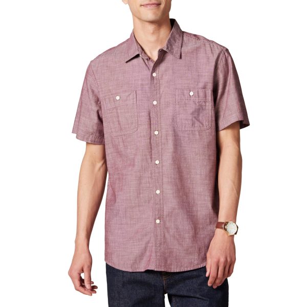 Men's Regular-Fit, Short-Sleeve Button-Down Chambray Shirt