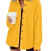 Waffle Knit Button Down Shirts for Women Dressy Casual Work Tops Long Sleeve Loose Fit Shacket with Pocket