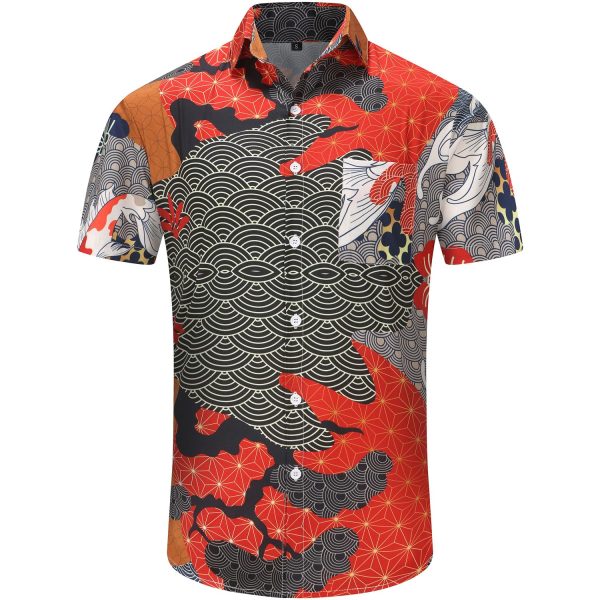 Funky Hawaiian Shirt for Men Palm Beach Shirts Tropical Vacation Clothes