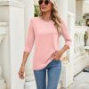 3 Pack 3/4 Sleeve Tops for Women Round Neck Dressy Basics Tees Casual Trendy Loose Fit T Shirts