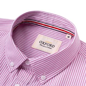 Mens Solid Oxford Shirt Long Sleeve Dress Shirt Work Casual Button Down Shirts with Pocket