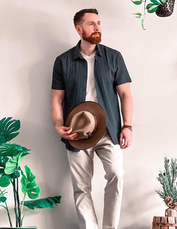 Men's Casual Button Down Shirts Short Sleeve Textured Summer Beach Shirts