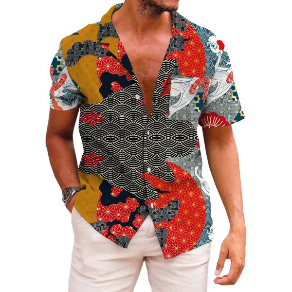 Funky Hawaiian Shirt for Men Palm Beach Shirts Tropical Vacation Clothes