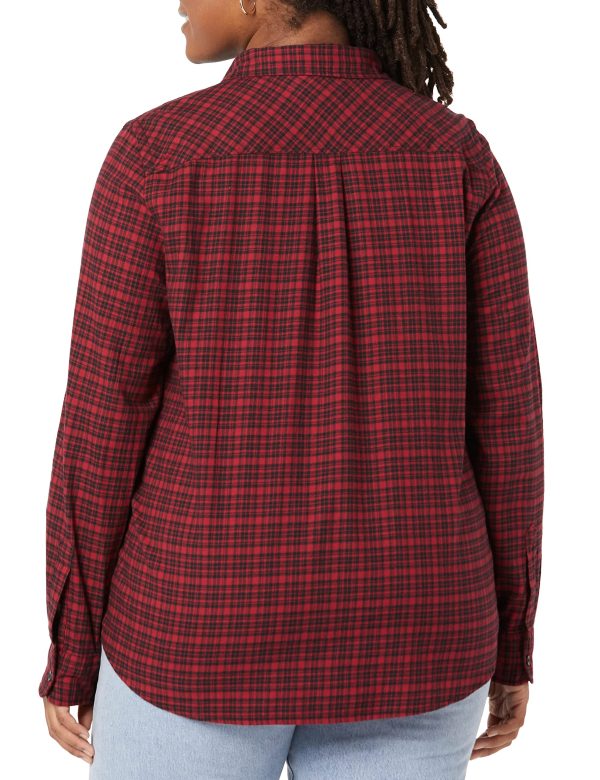 Women's Classic-Fit Long-Sleeve Lightweight Plaid Flannel Shirt
