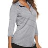 Women's 3/4 Roll Sleeve Golf Tennis Polo Shirts UPF50+ Half Zip Dry Fit Workout Tops Athletic Shirt