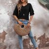 Womens Blouses Ruffle Short Sleeve T Shirts V Neck Double Tiered Bell Sleeve Top Spring Summer Fashion Clothes Cute Tunic