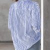 Womens Button Down Shirts Striped Classic Long Sleeve Collared Office Work Blouses Tops with Pocket