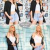 Women Boyfriend Shirts Button Down Long Sleeve Blouse Cuffed Sleeve Collared Shirt