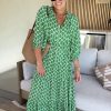 Womens Loose Fit Casual Summer V Neck Half Sleeve Bohemian Geometric Pattern Maxi Long Dresses