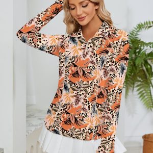 Women Long Sleeve Shirts Sun Protection 1/4 Zip Summer Quick Dry Hiking Shirts Quarter Zip Pullover for Women