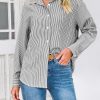 Womens Button Down Shirts Striped Long Sleeve Casual Collared Office Business Work Spring Blouses Tops