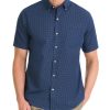 Men's Wrinkle Free Short Sleeve Button Down Check Shirt