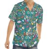 Cartoon Science Men's Casual Shirts Short Sleeve Button Down Shirt Regular-Fit Tops S