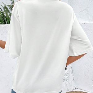Women's Figure Graphic Tees Criss Cross Cut Out Half Sleeve T Shirt Summer Tops