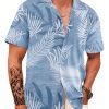 Men's Hawaiian Shirt Short Sleeve Tropical Vacation Button Down Beach Floral Palm Shirts