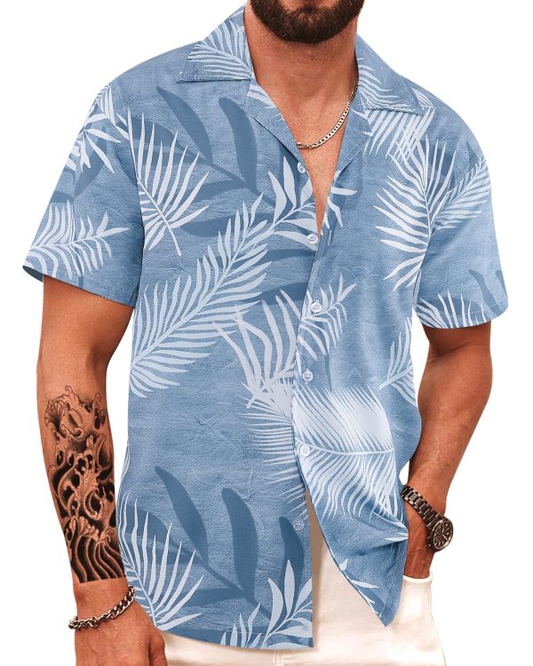Men's Hawaiian Shirt Short Sleeve Tropical Vacation Button Down Beach Floral Palm Shirts