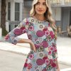 3/4 Sleeve Tunic Tops for Women Loose Fit Dressy Casual Blouse Flowy Shirts to Wear with Leggings S-3XL