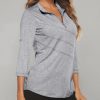 Women's 3/4 Roll Sleeve Golf Tennis Polo Shirts UPF50+ Half Zip Dry Fit Workout Tops Athletic Shirt
