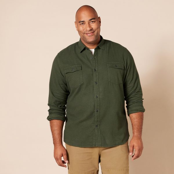 Men's Long-Sleeve Flannel Shirt, Regular-Fit, Two Pockets