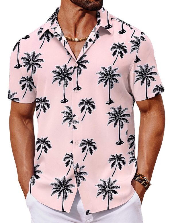 Mens Hawaiian Shirt Short Sleeve Button Down Shirts Tropical Floral Summer Beach Shirts
