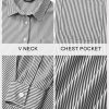 Womens Button Down Shirts Striped Long Sleeve Casual Collared Office Business Work Spring Blouses Tops
