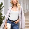 Women's Basic 3/4 Sleeve Shirts Slim Fit Sexy Sweetheart Neckline Top Stretch Tight Solid Color Tees