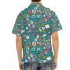 Cartoon Science Men's Casual Shirts Short Sleeve Button Down Shirt Regular-Fit Tops S
