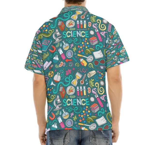 Cartoon Science Men's Casual Shirts Short Sleeve Button Down Shirt Regular-Fit Tops S