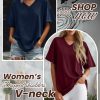 3 Pack Oversized Waffle Knit Tops for Women V Neck Half Sleeve Shirts Casual Drop Shoulder Tunic Top Blouses