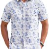 Mens Hawaiian Shirts Short Sleeve Tropical Button Down Shirts Floral Summer Beach Shirt