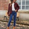 Womens Fashion Cropped Shackets Corduroy Button Down Crop Jackets Tops Long Sleeve Shirts Trendy 2025