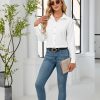Linen Shirts for Women Button Down Shirts Wrinkle Free Long Sleeve Dress Shirts Cotton Work Office Blouse Tops