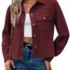 Womens Fashion Cropped Shackets Corduroy Button Down Crop Jackets Tops Long Sleeve Shirts Trendy 2025