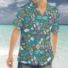 Cartoon Science Men's Casual Shirts Short Sleeve Button Down Shirt Regular-Fit Tops S