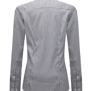 Womens Plaid Dress Shirts Long Sleeve Button Down Wrinkle-Free Stretch Solid Casual Work Office Blouse Top