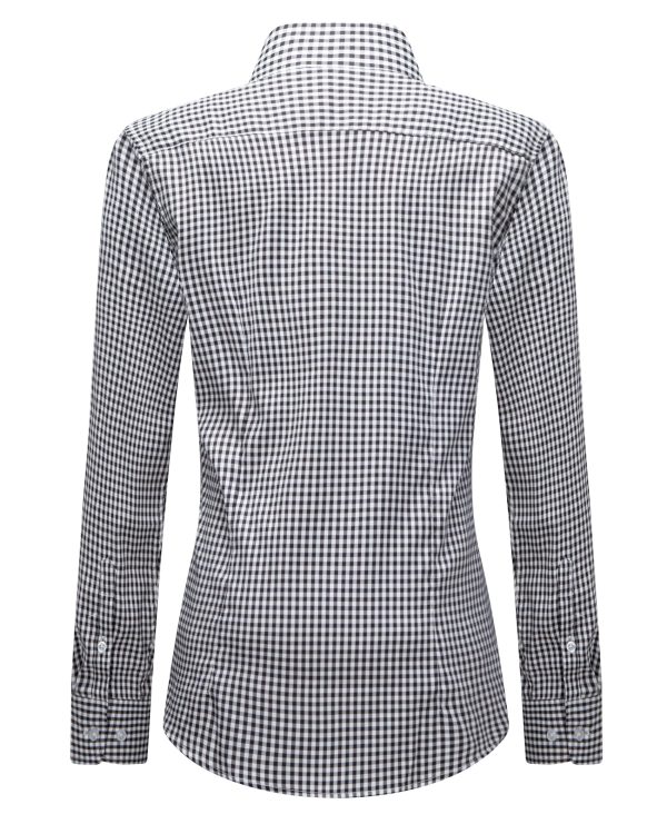 Womens Plaid Dress Shirts Long Sleeve Button Down Wrinkle-Free Stretch Solid Casual Work Office Blouse Top