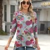 3/4 Sleeve Tunic Tops for Women Loose Fit Dressy Casual Blouse Flowy Shirts to Wear with Leggings S-3XL