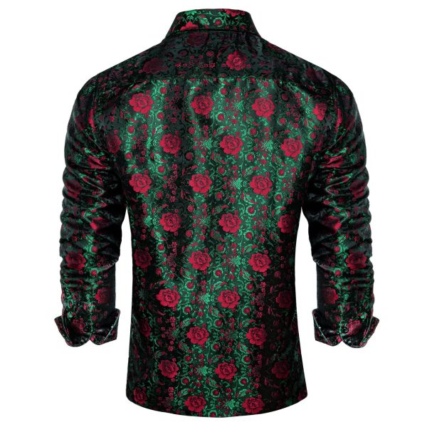 Mens Silk Paisley Dress Shirts,Long Sleeve Button Down Shirt Casual Regular Fit Shirt for Men Wedding Party