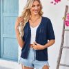 Womens 2025 Short Sleeve Crochet Summer Cardigan Cropped Button Sweater Lightweight Shrug for Dress