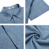Mens Button Down Short Sleeve Shirt Casual Beach Shirt Summer Vacation Textured Shirts