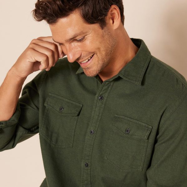 Men's Long-Sleeve Flannel Shirt, Regular-Fit, Two Pockets