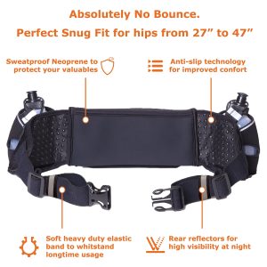 No.1 Hydration Belt by - Premium Running Fuel Belt w/2 BPA-Free 10 oz Water Bottles, Tilt-Up Pocket w/Touchscreen-Ready Cover -