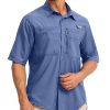 Men's Fishing Shirts with Zipper Pockets UPF 50+ Lightweight Cool Short Sleeve Button Down Shirts for Men Casual Hiking