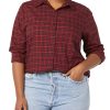 Women's Classic-Fit Long-Sleeve Lightweight Plaid Flannel Shirt