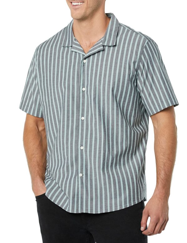 Men's Vacation Cotton Button-Down Resort Shirt, Short Sleeve